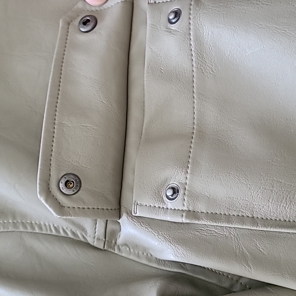 Faux leather belted Anorak jacket tan taupe Womens XXL - Picture 5 of 7